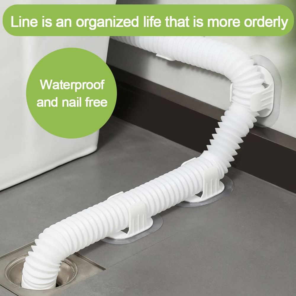 Drain Pipe Clip - 5 ชิ้น ตะขอหนีบท่อพลาสติก คลิปหนีบสายไฟ แบบมีกาวในตัว ที่ยึดท่อระบายน้ำเครื่องซักผ้า
