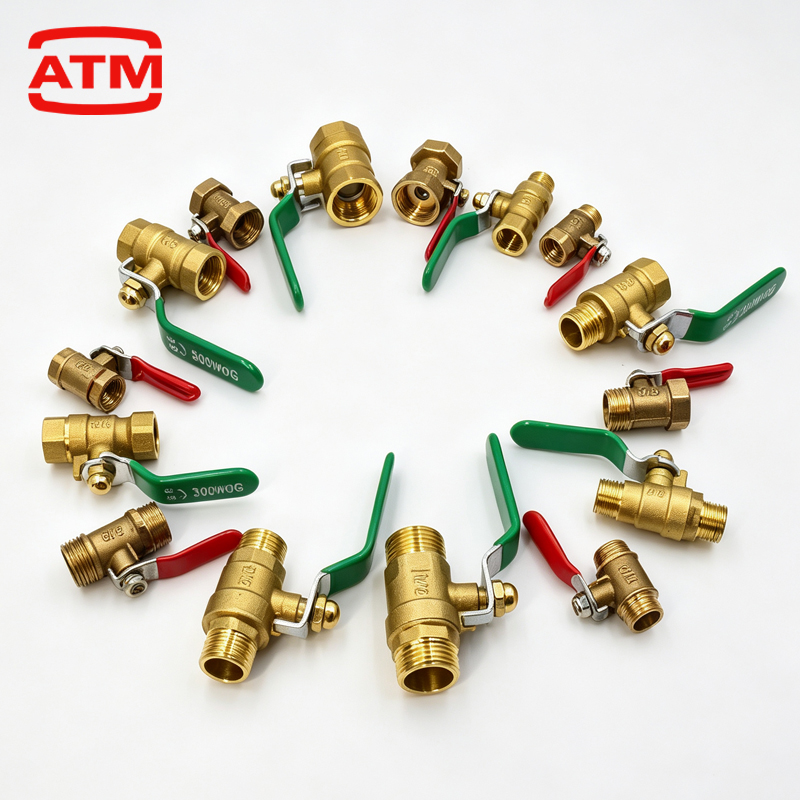 Compression Fitting Brass - วาล์วบอลทองเหลืองขนาดเล็ก 1/8' 1/4' 3/8' 1/2' พร้อมเกลียวตัวเมีย/ตัวผู้
