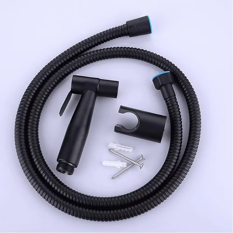Toilet Fill Valve - ก๊อกน้ำบิเดต์สำหรับห้องน้ำ สีดำ หัวฉีดแบบมือถือ สแตนเลส ชุดหัวฉีดบิเดต์พร้อมสายยาง หัวฝักบัวทำความสะอาดตัวเองสำหรับห้องน้ำ